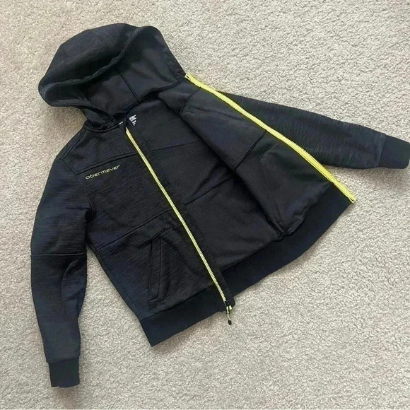 Obermeyer Ski Snowboarding Hoodie Sweatshirt 47001 Black Boy Sz Small Full Zip - Picture 8 of 16